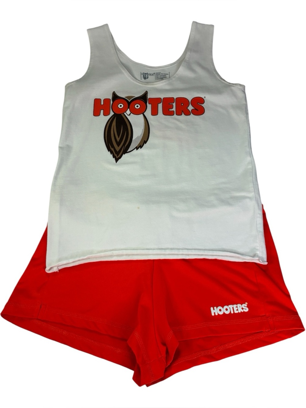 Hooters Waitress Uniform White Tank Top Cheeky Orange Shorts Sexy Costume Small